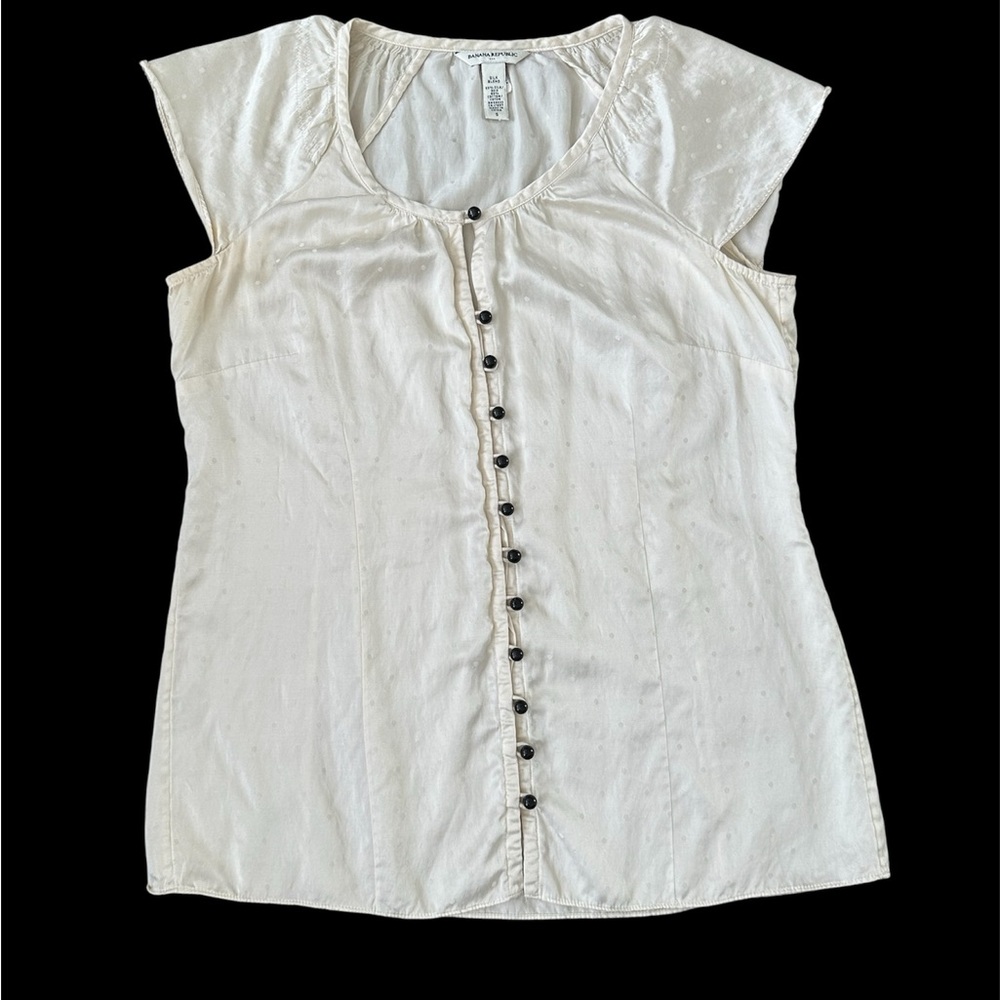 Banana Republic Cream Flutter Sleeve Buttoned Blouse Size S